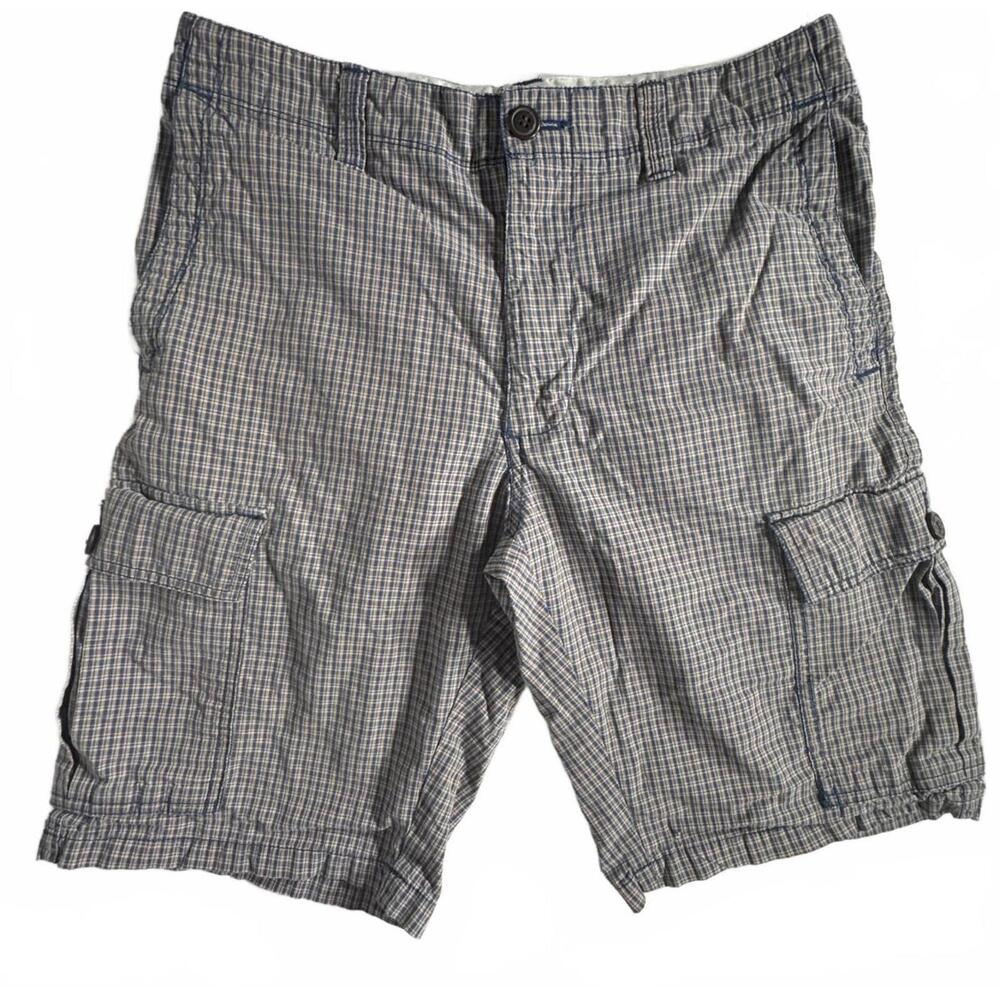 Dockers Cargo Shorts Men's Size 30 Cotton Casual Checkered Flaws SEE PHOTOS